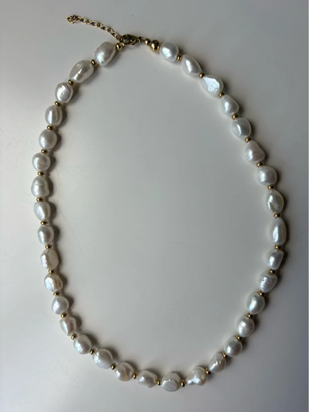 Nialaya Mens Womens Unisex Baroque Freshwater Pearl Necklace 18k Gold Plate 20”